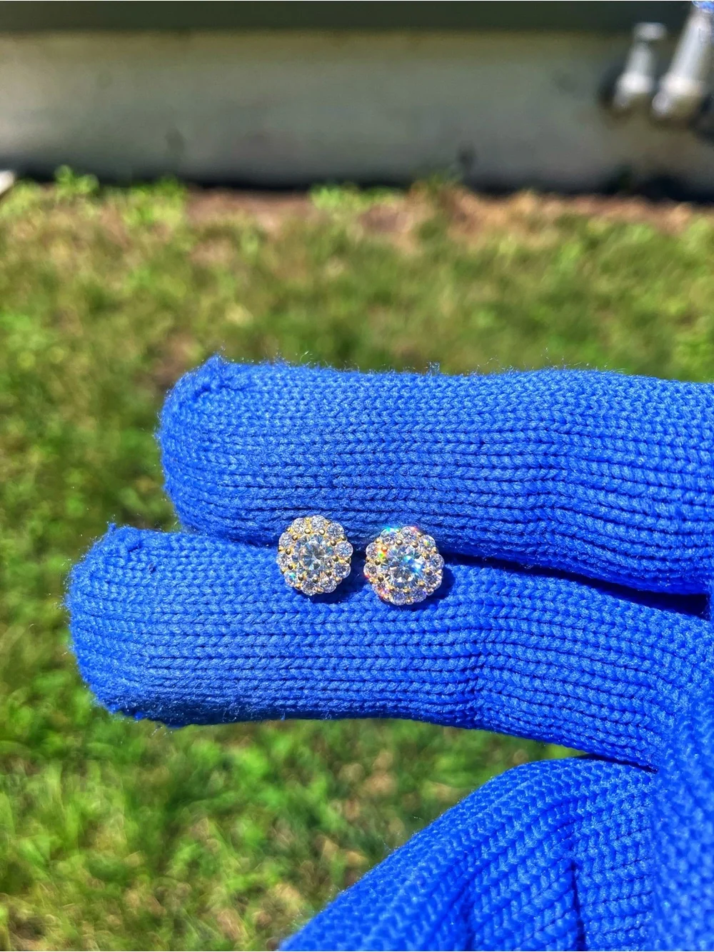 Brand New 925 Sterling Silver (Gold) Moissanite Earrings